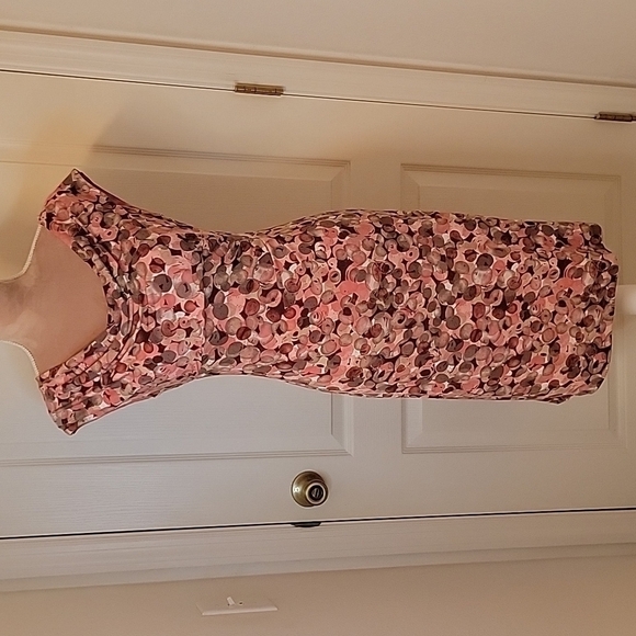 Connected apparel wine, mauve taupe dress size 6.  Faux wrap, sleeveless - Picture 1 of 12